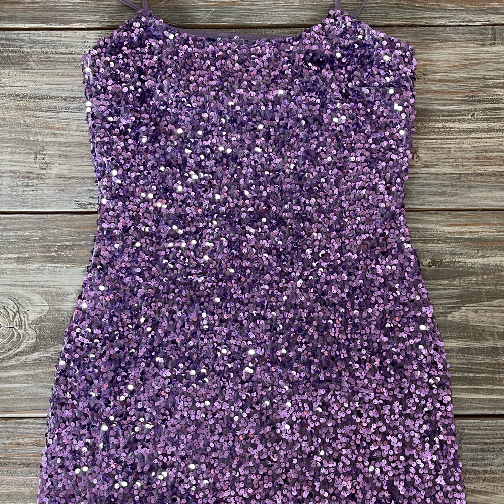 BP Purple Sequin Mini Dress Size Medium. - Picture 15 of 15